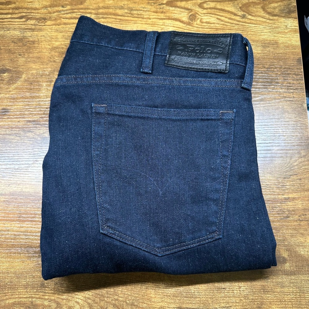 Polo Ralph Lauren Mens Dark Indigo Straight Leg Jeans Blue Denim 37x31